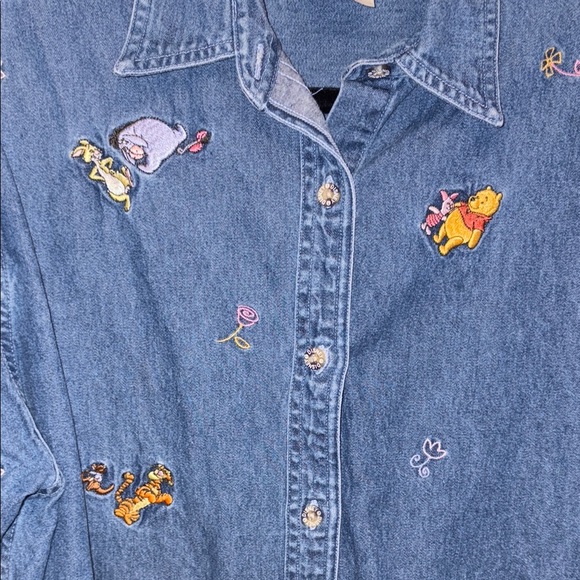 EUC Disney Winnie the Pooh Embroidered Denim Shirt/Shacket - Picture 3 of 5
